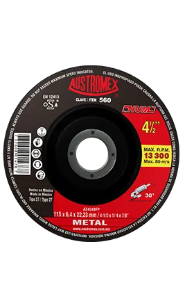 Disco para desbaste con centro deprimido